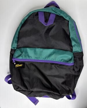 Vintage 1989 Mcdonald's Fast Food Kids Book Bag Backpack 16" Black Teal Purple